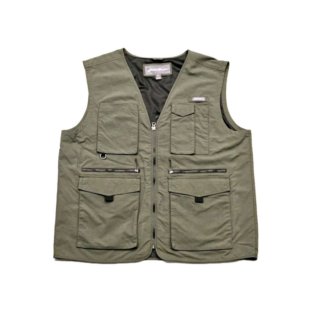 Eddie Bauer Men’s Utility Vest XL Olive Green Multi Pocket Outdoor